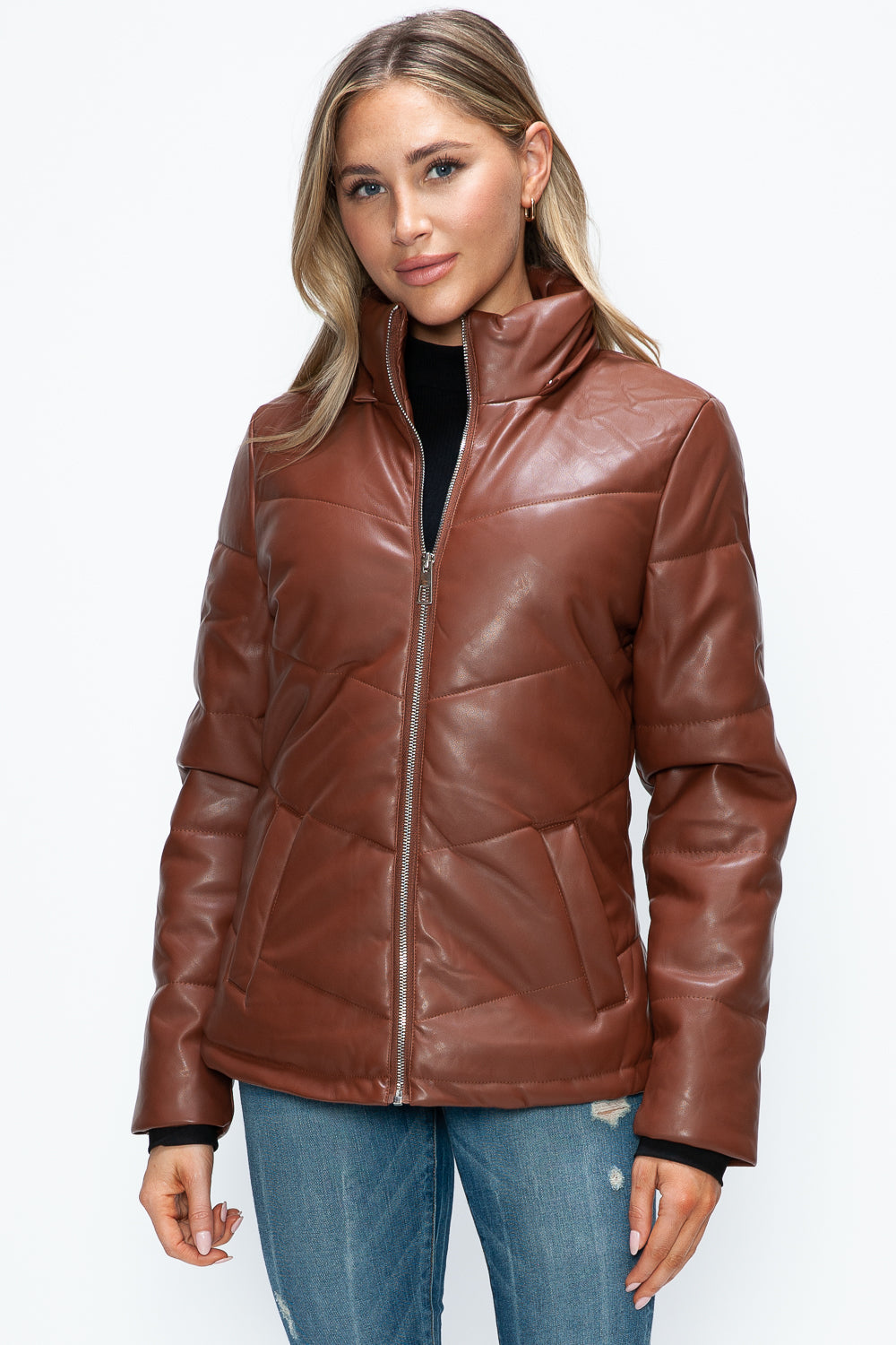 How Dare U Pocketed Zip Up Puffer Jacket with Removable Hood - Teresa's Fashionista LLC