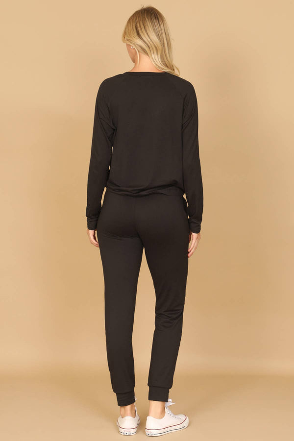 YMP40001V-SOLID LONG SLEEVE TOP AND JOGGERS SET
