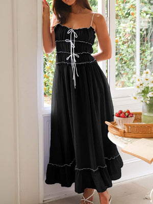 Devine Frill Ruffled Hem Midi Cami Dress - Teresa's Fashionista LLC