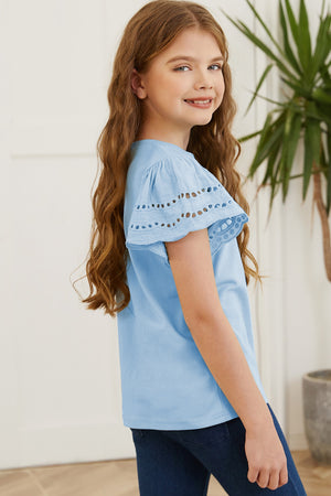 Round Neck Flutter Sleeve T-Shirt-Teresa's Fashionista LLC