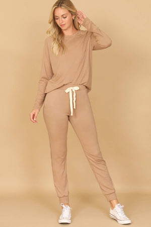 YMP40001V-SOLID LONG SLEEVE TOP AND JOGGERS SET