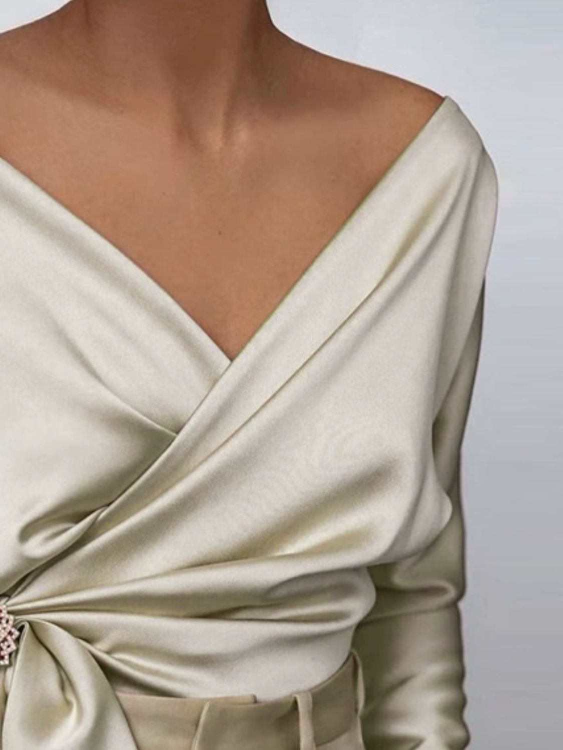 Surplice Long Sleeve Blouse - Teresa's Fashionista LLC
