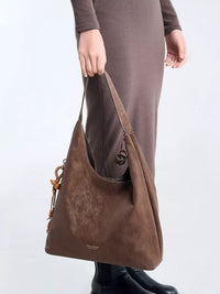 Suede Hobo Shoulder Bag with Decorative Tassel