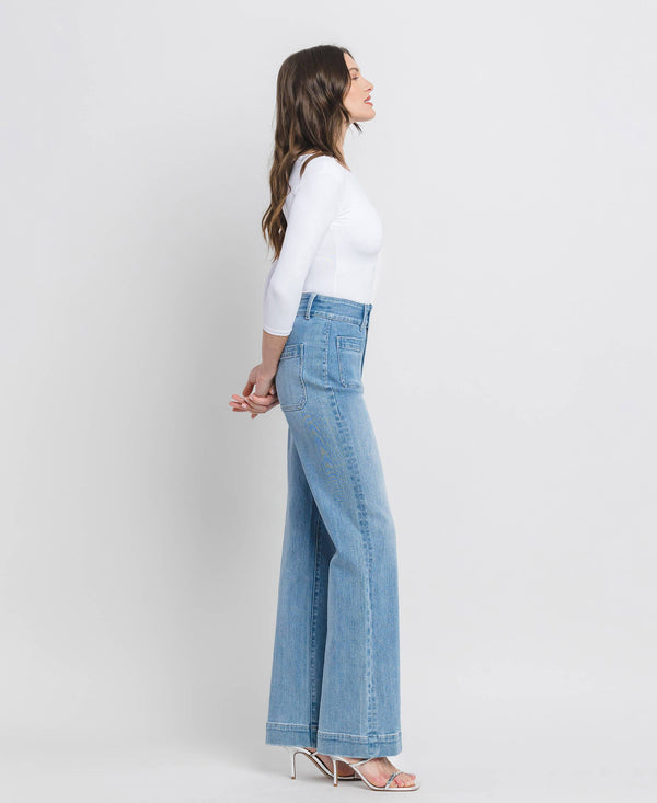 90'S VINTAGE SUPER HIGH RISE FLARE JEANS F5655