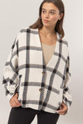 HYFVE Plaid Long Sleeve Jacket with Side Slit Pockets - Teresa's Fashionista LLC