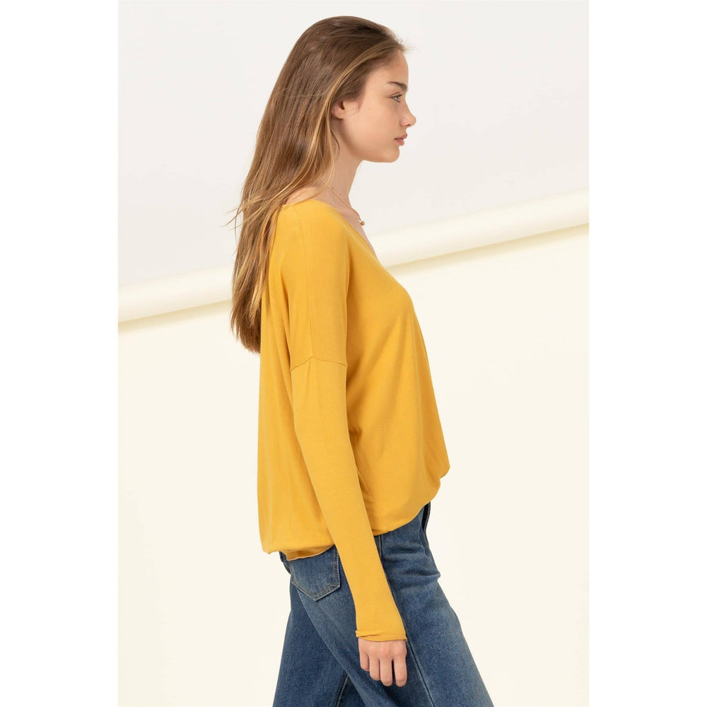 V-Neck Wrap Long Sleeve Top