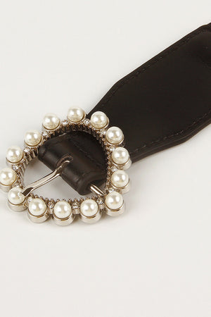 Pearl Heart Buckle Elastic Belt-Teresa's Fashionista LLC