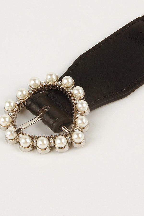 Pearl Heart Buckle Elastic Belt-Teresa's Fashionista LLC