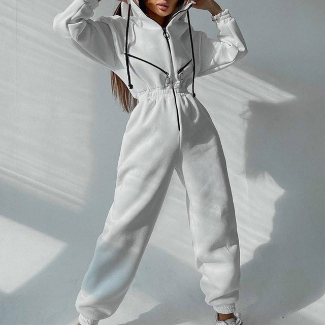 Casual Women Basic Hoodie Two Piece Sets Zipper Drawstring - Teresa's Fashionista LLC