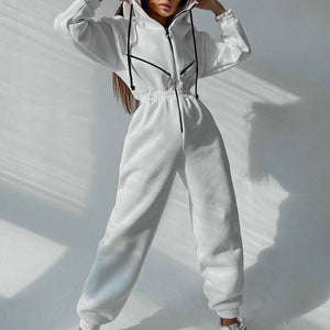 Casual Women Basic Hoodie Two Piece Sets Zipper Drawstring - Teresa's Fashionista LLC