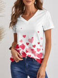Heart V-Neck Short Sleeve T-Shirt-Teresa's Fashionista LLC