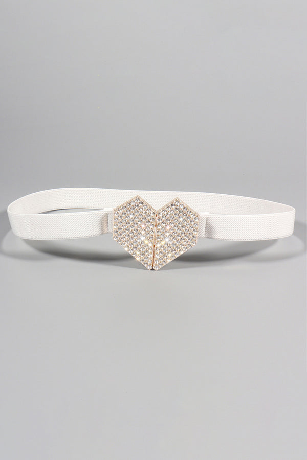 Rhinestone Heart Buckle Elastic Belt-Teresa's Fashionista LLC