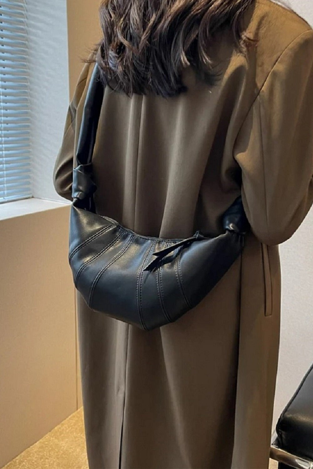 Zenana Vegan Leather Croissant Crossbody Bag-Teresa&#39;s Fashionista LLC