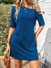 Asymmetrical Neck Half Sleeve Mini Dress - Teresa's Fashionista LLC