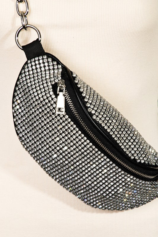Fame Pave Rhinestone Crossbody Bag - Teresa's Fashionista LLC