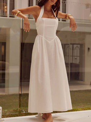 Devine Ruched Halter Neck Midi Dress - Teresa's Fashionista LLC