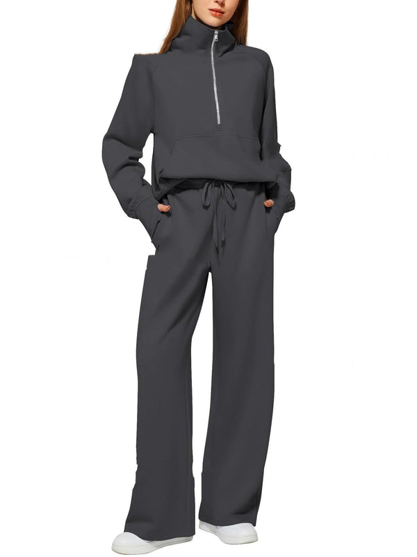 Solid Color Long-sleeved Sweater Trousers Suit Women's Suit - Teresa's Fashionista LLC