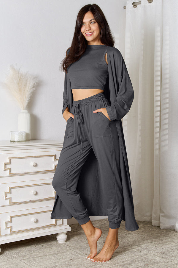 Tank, Pants, and Cardigan Set with Pockets-Teresa's Fashionista LLC