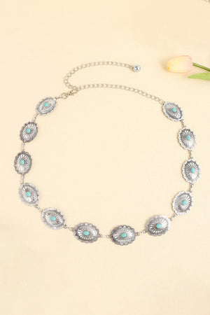 Vintage Turquoise Alloy Belt-Teresa's Fashionista LLC
