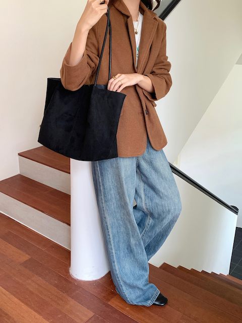 P24123 Suede-Like Microfiber Leather Tote w/Cosmetic Pouch