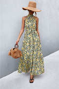 Printed Sleeveless Tie Waist Maxi Dress-Teresa's Fashionista LLC