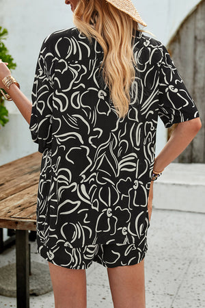 Printed Button Up Shirt and Shorts Set-Teresa's Fashionista LLC