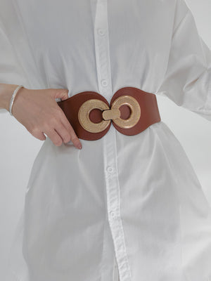 Alloy Buckle Elastic PU Belt-Teresa's Fashionista LLC