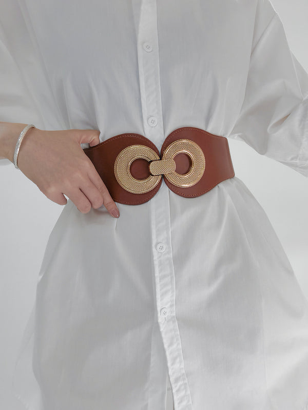 Alloy Buckle Elastic PU Belt-Teresa's Fashionista LLC