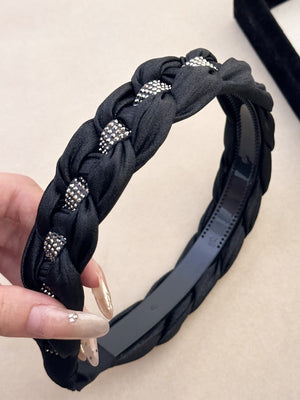 Rhinestone Braided Wide Headband - Teresa's Fashionista LLC