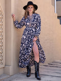 Printed Notched Neck Maxi Dress-Teresa's Fashionista LLC