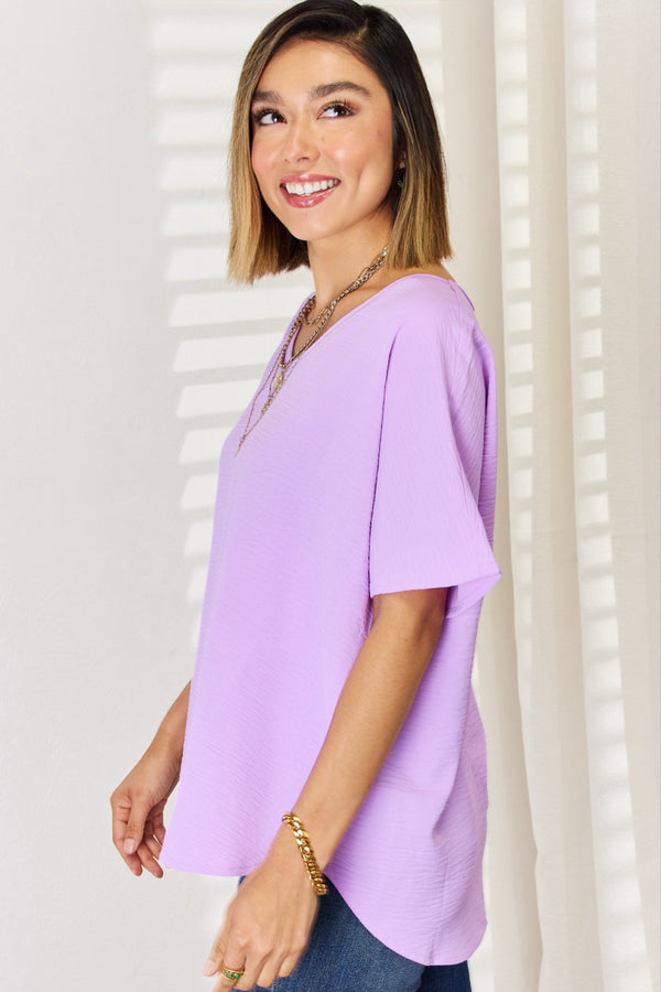 Zenana Texture Short Sleeve T-Shirt-Teresa's Fashionista LLC