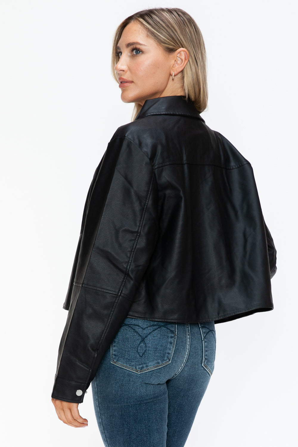 Snobbish Snap Down Long Sleeve PU Leather Jacket - Teresa's Fashionista LLC