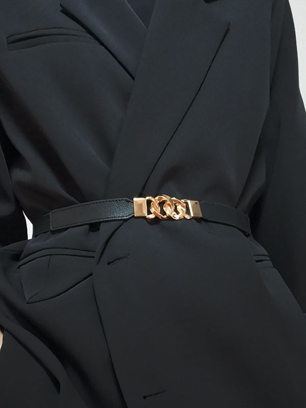 Zinc Alloy Buckle Elastic PU Belt-Teresa's Fashionista LLC