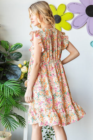 Heimish Full Size Floral Ruffled V-Neck Dress-Teresa's Fashionista LLC
