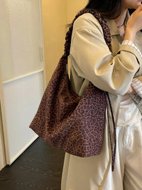 Leopard Print Ruched Shoulder Bag