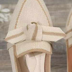 Bow Contrast Trim Point Toe Loafers-Teresa's Fashionista LLC