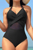 Crisscross Halter Neck One-Piece Swimwear-Teresa's Fashionista LLC