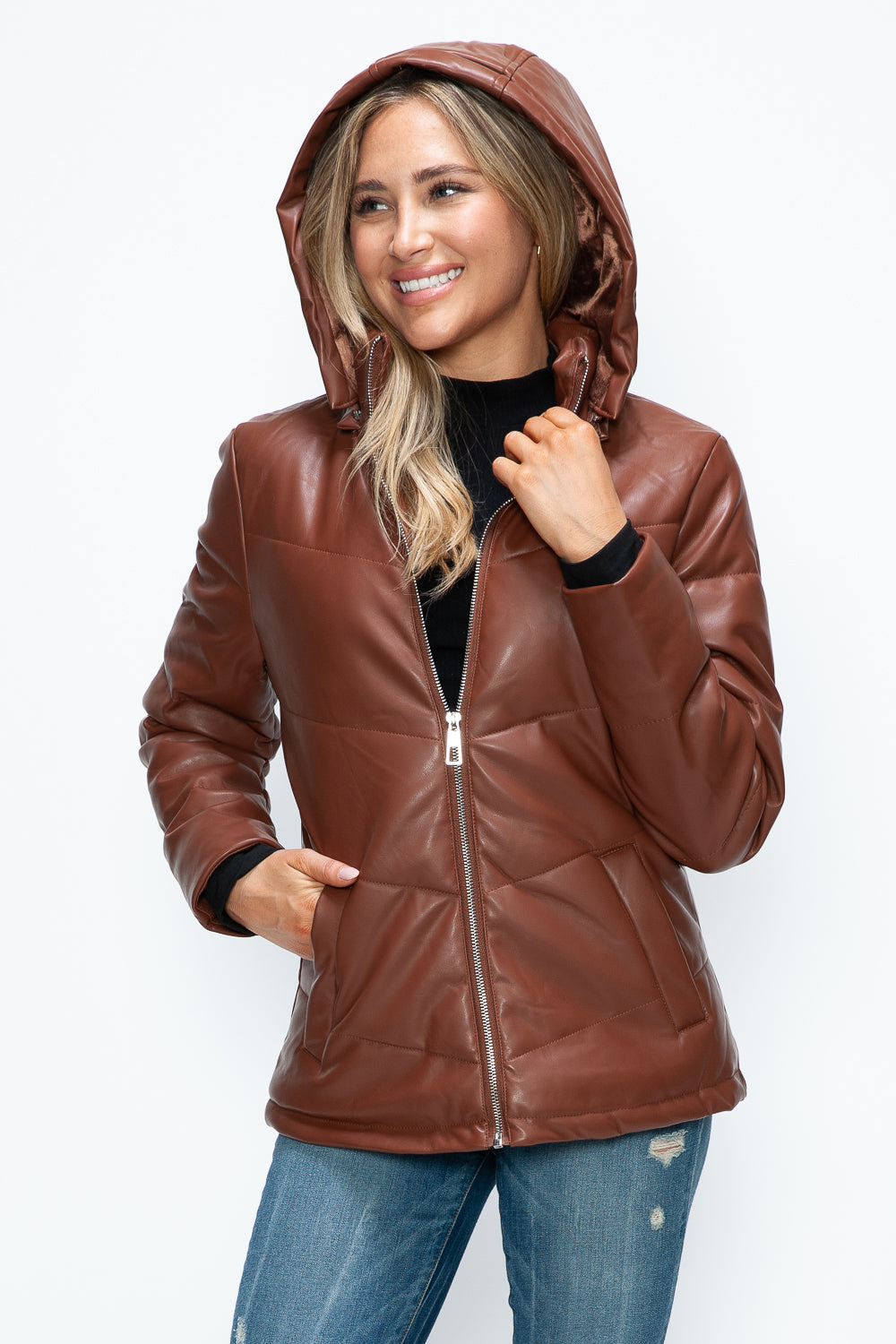 How Dare U Pocketed Zip Up Puffer Jacket with Removable Hood - Teresa's Fashionista LLC