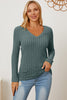 Basic Bae Full Size Ribbed V-Neck Long Sleeve T-Shirt-Teresa's Fashionista LLC