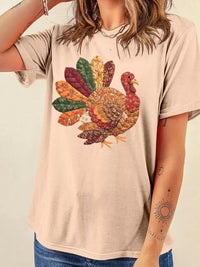 Full Size Thanksgiving Turkey Graphic Casual T Shirt Plus Size