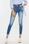 Kancan Distressed Raw Hem High Waist Jeans-Teresa's Fashionista LLC