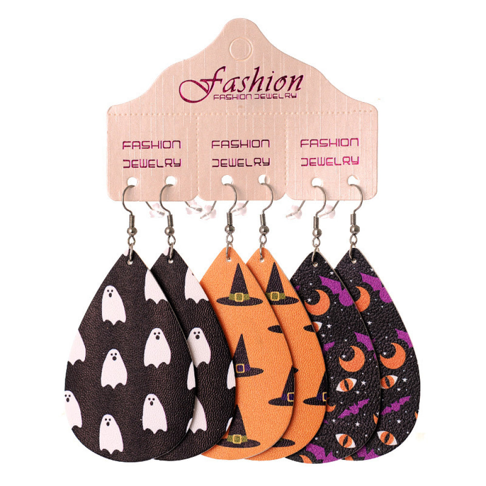 Halloween PU Teardrop Earrings Set - Teresa's Fashionista LLC