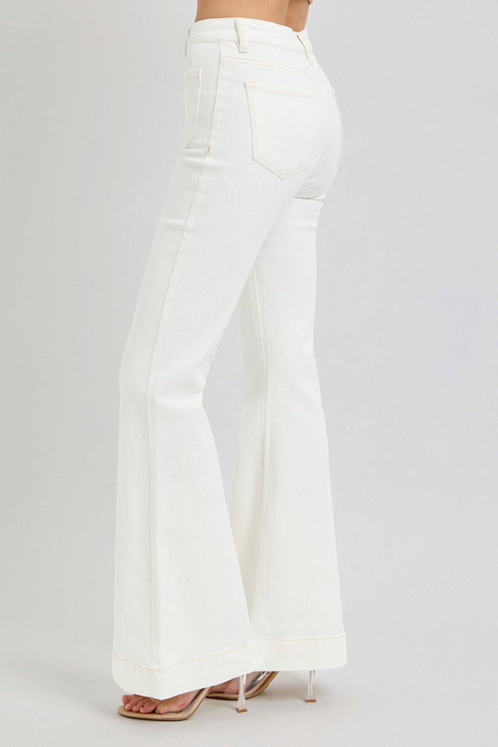 RISEN Full Size High Rise Front Patch Pocket Flare Jeans - Teresa's Fashionista LLC
