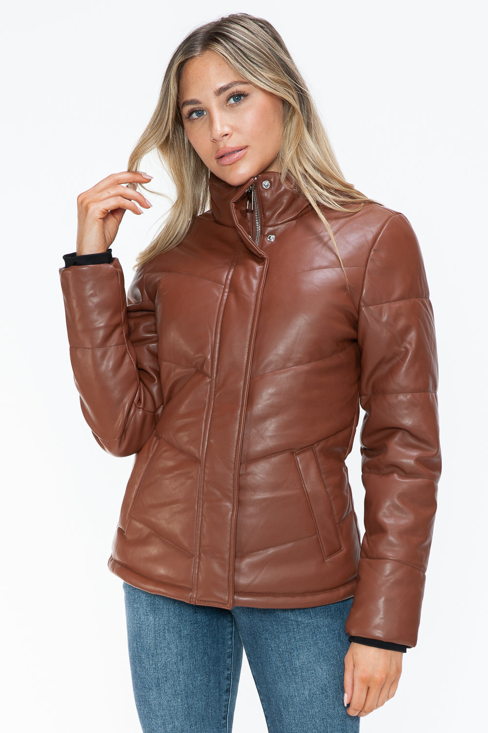Snobbish Pocketed Zip Up Turtleneck Puffer Jacket - Teresa's Fashionista LLC