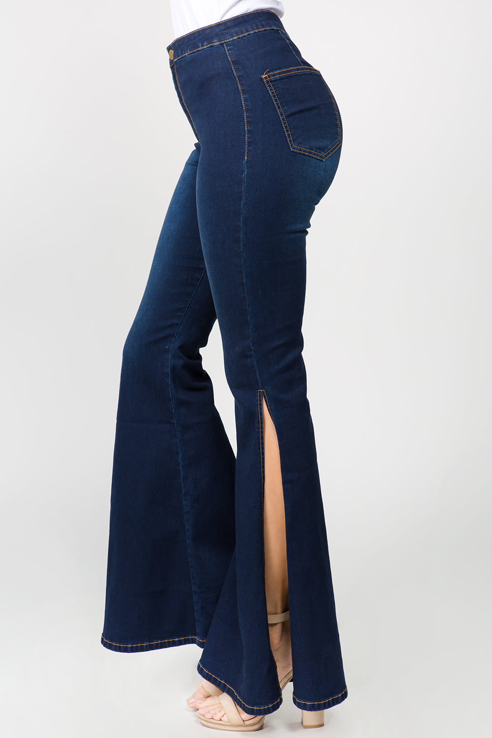 American Bazi Side Slit Flare Jeans - Teresa's Fashionista LLC