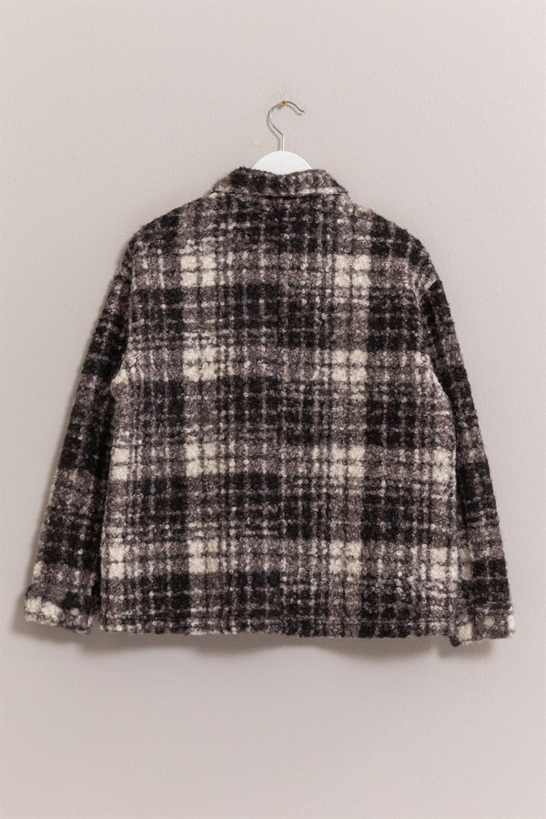 HYFVE Plaid Button Up Boucle Jacket - Teresa's Fashionista LLC