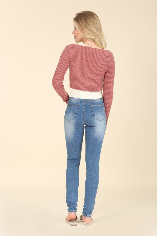 Dark wash distressed skinny jeans - Teresa's Fashionista LLC