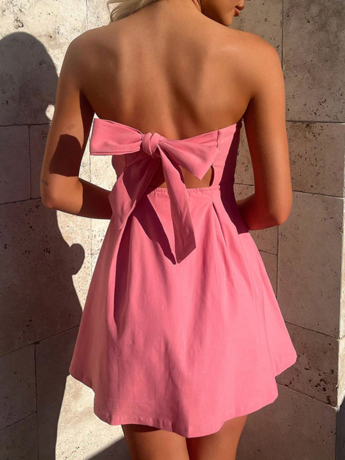 Devine Bow Back Tube Mini Dress - Teresa's Fashionista LLC