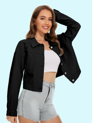 Distressed Distressed Button Up Denim Jacket-Teresa's Fashionista LLC