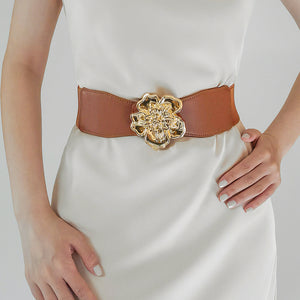 Flower Alloy Buckle Elastic Belt-Teresa's Fashionista LLC